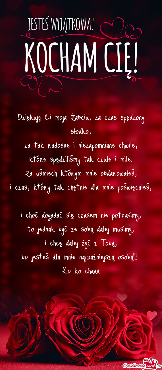 Dziękuję Ci moja Żabciu, za czas spędzony słodko