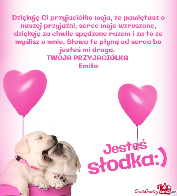 Dziękuję Ci przyjaciółko moja