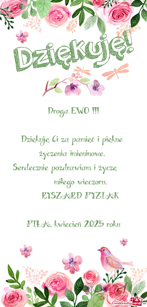 Dziękuję Ci za pamięć i piękne