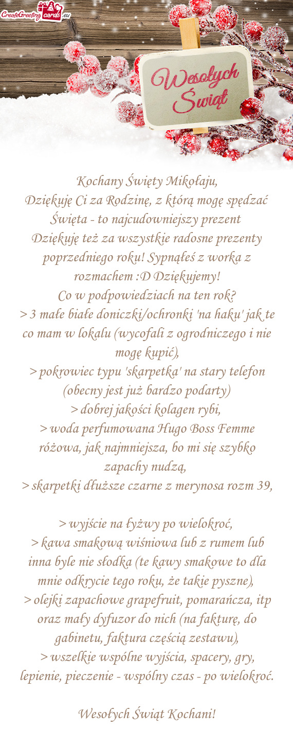 Dziękuję Ci za Rodzinę, z którą mogę spędzać Święta - to najcudowniejszy prezent