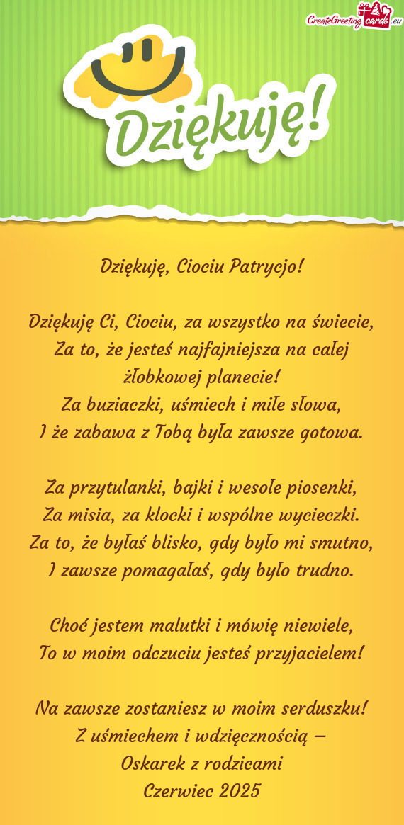 Dziękuję, Ciociu Patrycjo