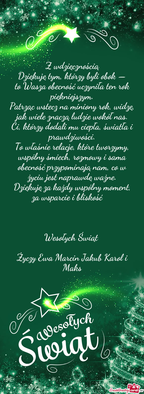 Dziękuję tym, którzy byli obok —