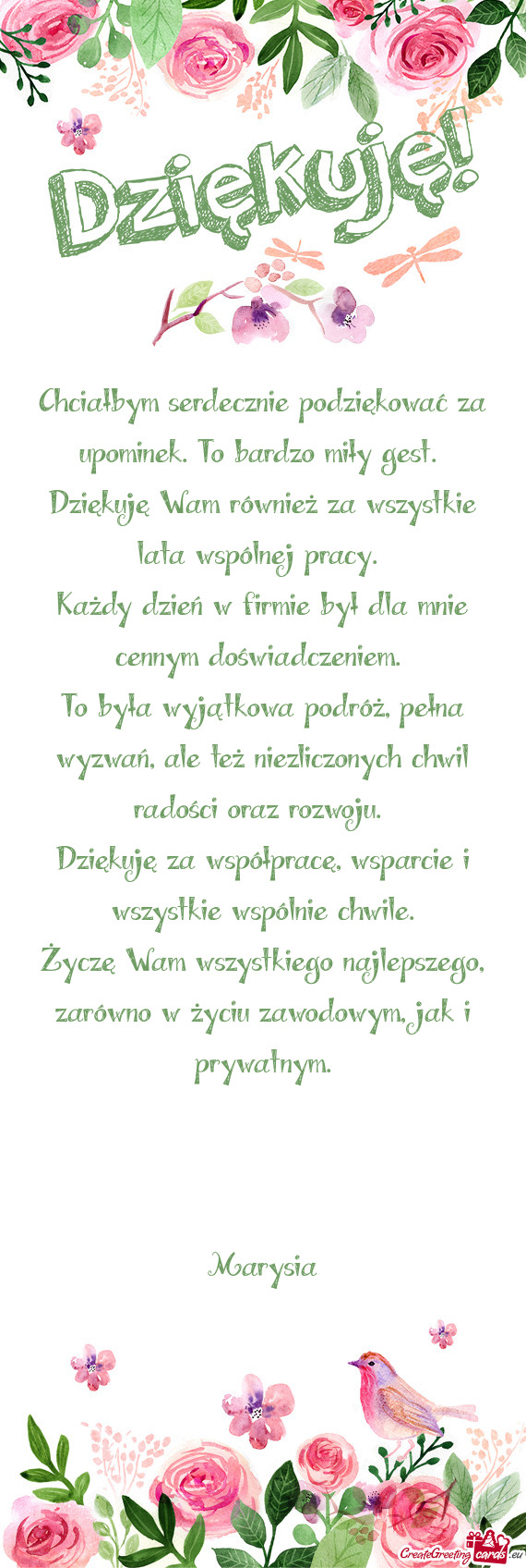 Dziękuję Wam również za wszystkie lata wspólnej pracy