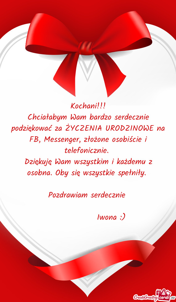 Dziękuję Wam wszystkim i każdemu z osobna. Oby się wszystkie spełniły