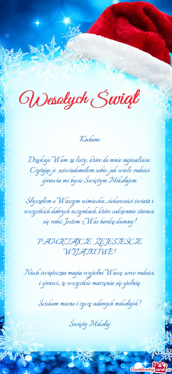 Dziękuje Wam za listy, które do mnie napisaliście. Czytając je ,uświadomiłem sobie, jak wiele