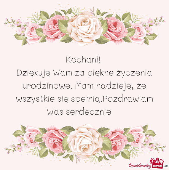 Dziękuję Wam za piękne życzenia urodzinowe. Mam nadzieję, że wszystkie się spełnią.Pozdrawi