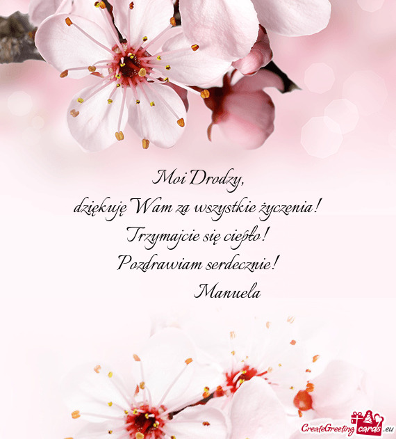 Dziękuję Wam za wszystkie życzenia! Trzymajcie się ciepło! Pozdrawiam serdecznie