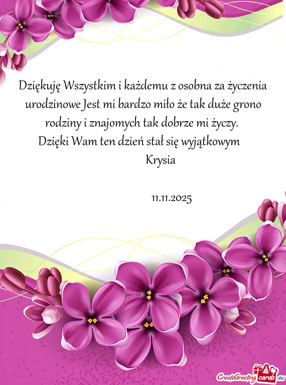 Dziękuję Wszystkim i każdemu z osobna za życzenia urodzinowe Jest mi bardzo miło że tak duże