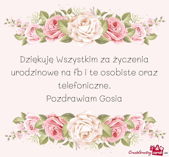 Dziękuję Wszystkim za życzenia urodzinowe na fb i te osobiste oraz