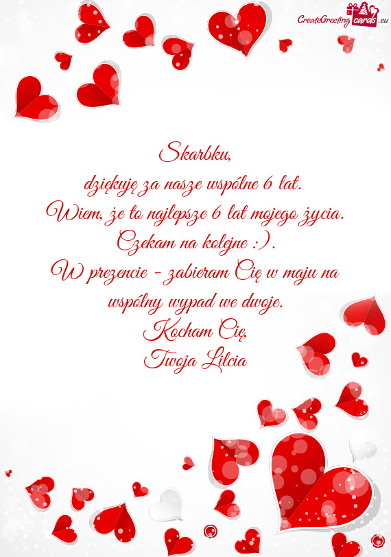 Dziękuję za nasze wspólne 6 lat