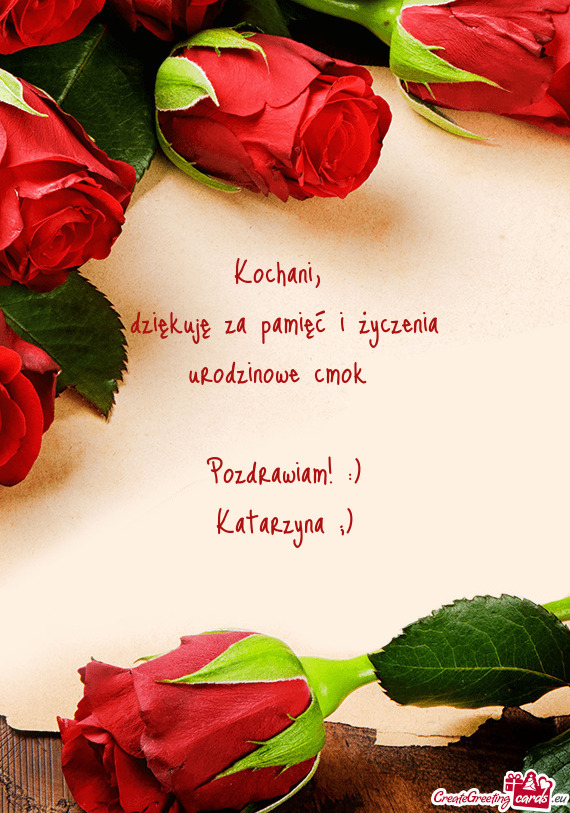 Dziękuję za pamięć i życzenia urodzinowe cmok
