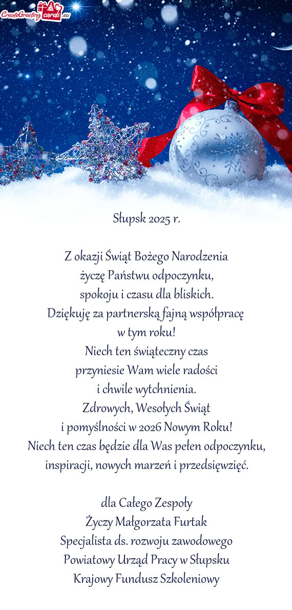 Dziękuję za partnerską fajną współpracę