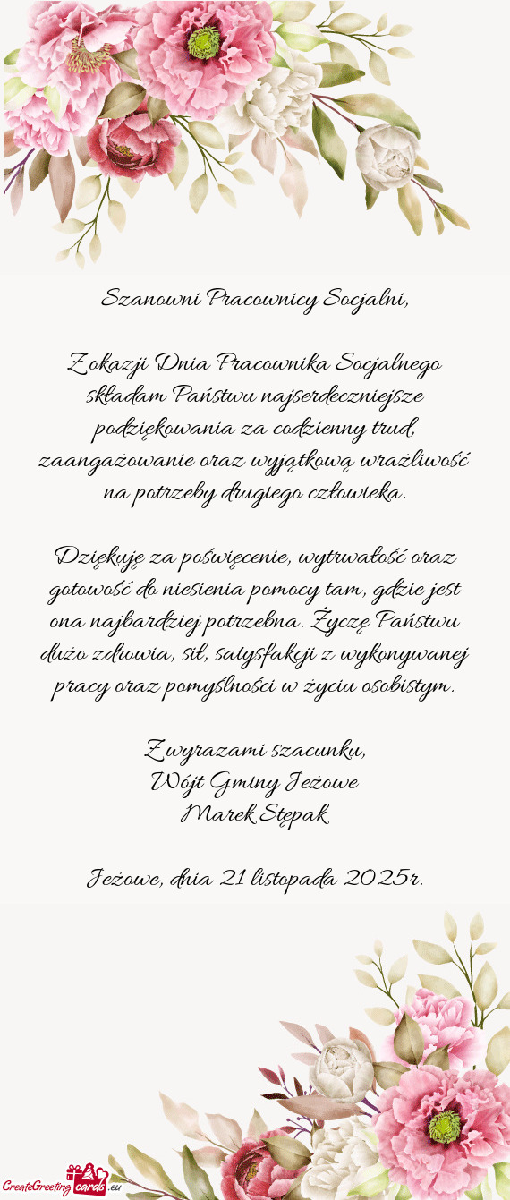 Dziękuję za poświęcenie, wytrwałość oraz gotowość do niesienia pomocy tam, gdzie jest ona n