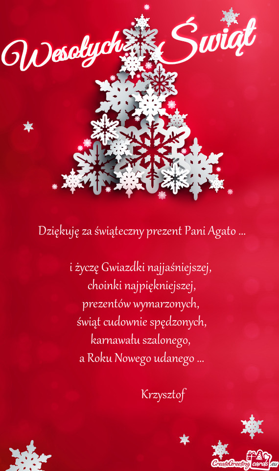 Dziękuję za świąteczny prezent Pani Agato
