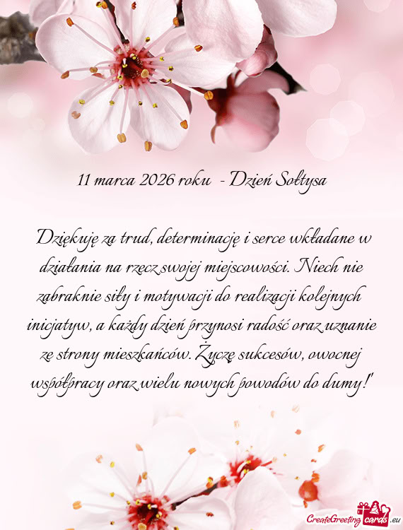 Dziękuję za trud, determinację i serce wkładane w działania na rzecz swojej miejscowości. Nie