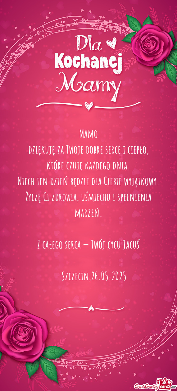 Dziękuję za Twoje dobre serce i ciepło