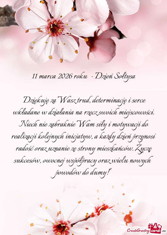 Dziękuję za Wasz trud, determinację i serce wkładane w działania na rzecz swoich miejscowości