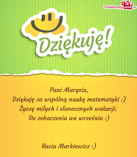 Dziękuję za wspólną naukę matematyki :)