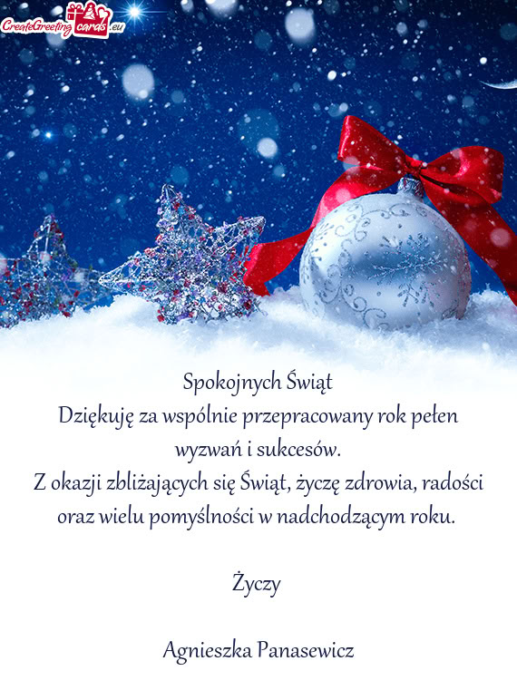 Dziękuję za wspólnie przepracowany rok pełen wyzwań i sukcesów