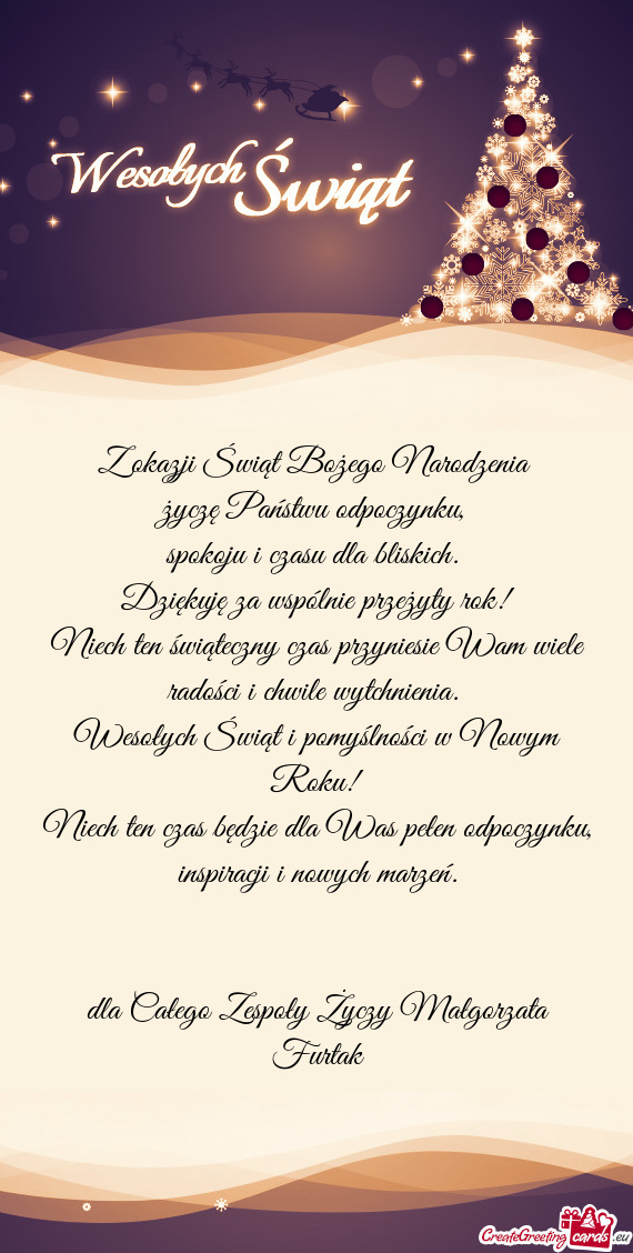 Dziękuję za wspólnie przeżyty rok