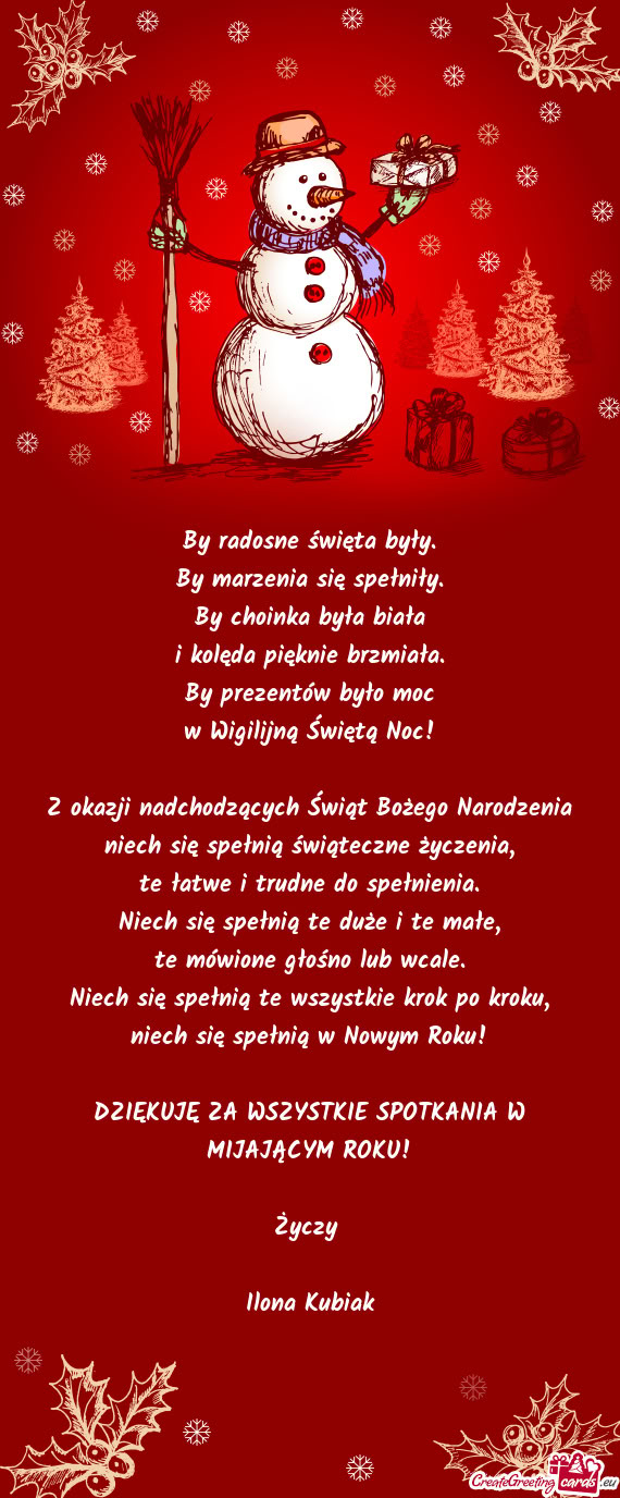 DZIĘKUJĘ ZA WSZYSTKIE SPOTKANIA W MIJAJĄCYM ROKU