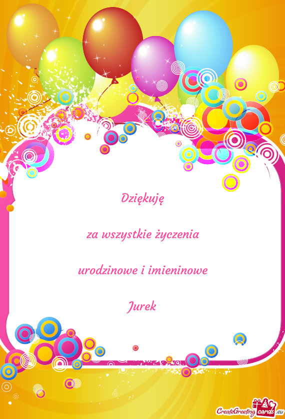 Dziękuję za wszystkie życzenia urodzinowe i imieninowe Jurek