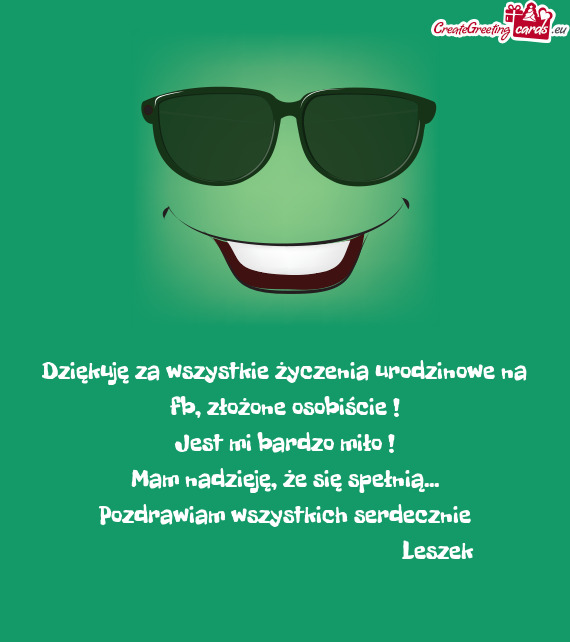 Dziękuję za wszystkie życzenia urodzinowe na fb, złożone osobiście