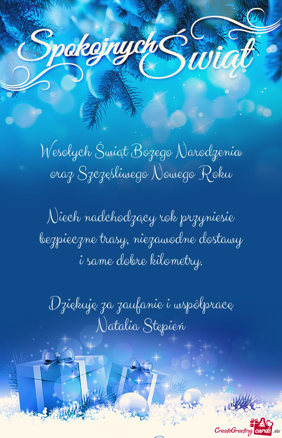 Dziękuję za zaufanie i współpracę