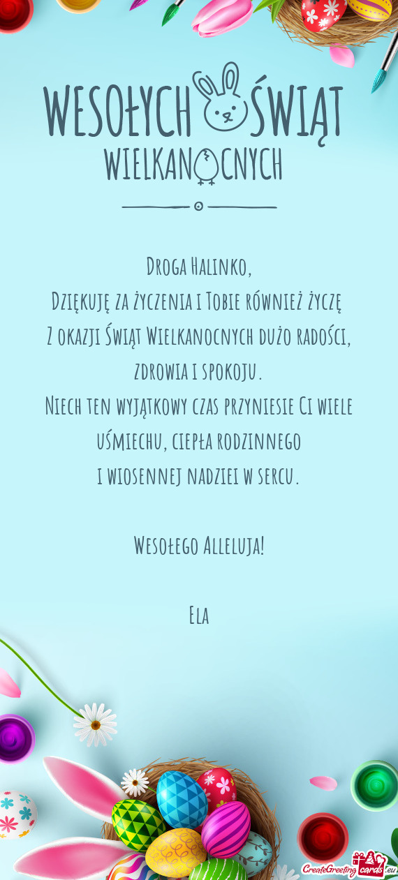 Dziękuję za życzenia i Tobie również życzę