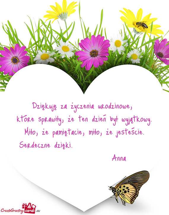 Dziękuję za życzenia urodzinowe,   które sprawiły, że ten dzień był