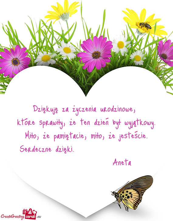 Dziękuję za życzenia urodzinowe,   które sprawiły, że ten dzień był