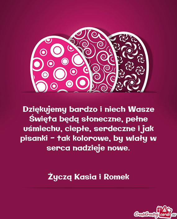 Dziękujemy bardzo i niech Wasze Święta będą słoneczne