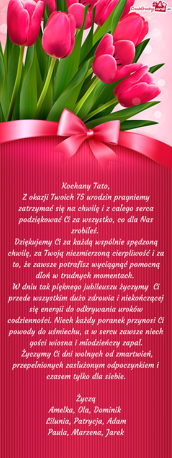 Dziękujemy Ci za każdą wspólnie spędzoną chwilę, za Twoją niezmierzoną cierpliwość i za t