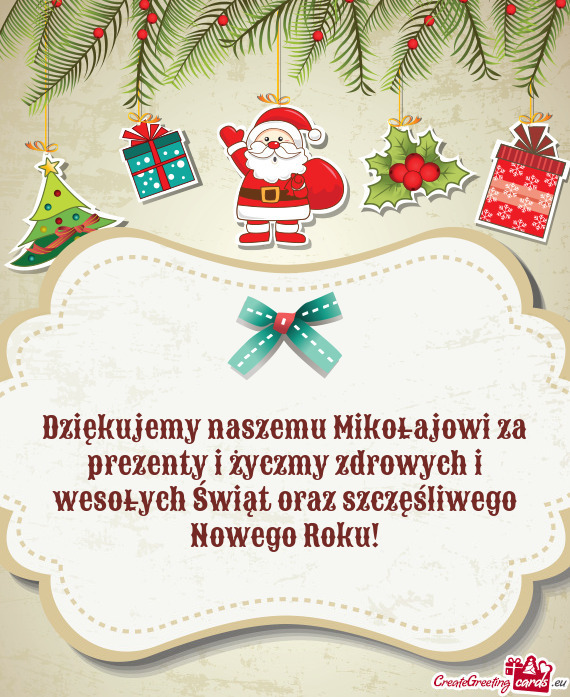 Dziękujemy naszemu Mikołajowi za prezenty i życzmy zdrowych i wesołych Świąt oraz szczęśliwe