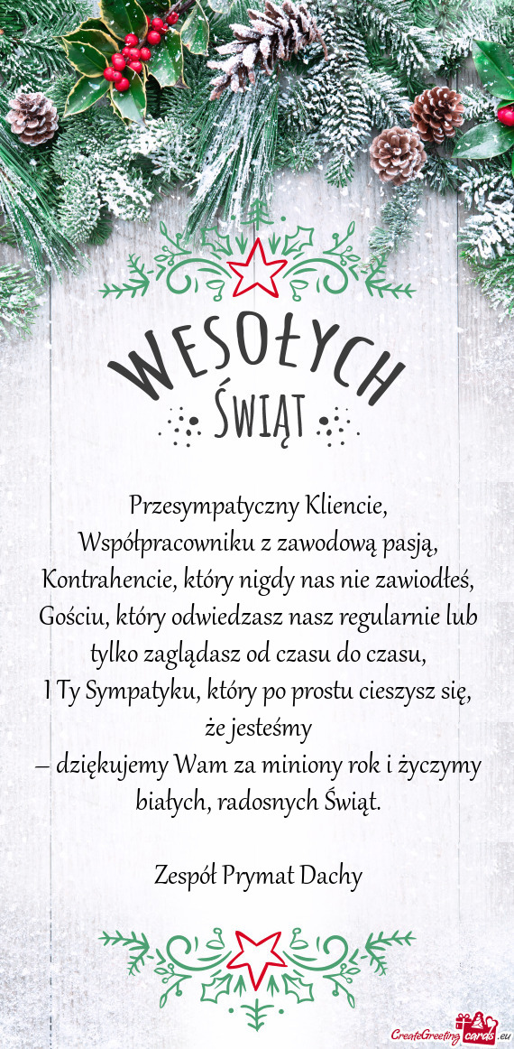 – dziękujemy Wam za miniony rok i życzymy białych, radosnych Świąt