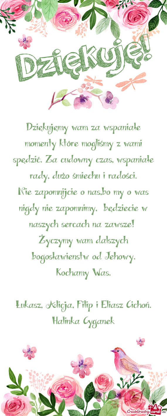 Dziękujęmy wam za wspaniałe momenty które mogliśmy z wami spędzić. Za cudowny czas, wspaniał