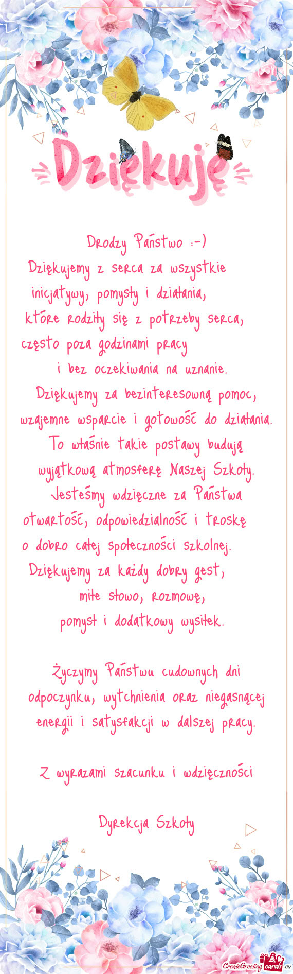 Dziękujemy z serca za wszystkie  inicjatywy, pomysły i działania,  które rodziły się