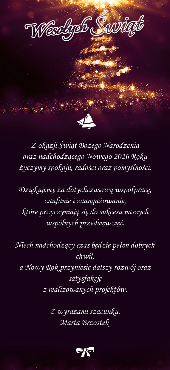 Dziękujemy za dotychczasową współpracę, zaufanie i zaangażowanie