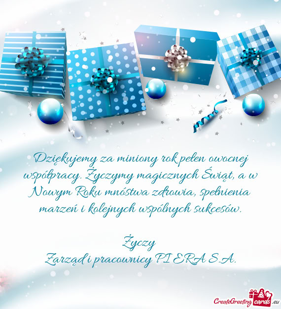 Dziękujemy za miniony rok pełen owocnej współpracy. Życzymy magicznych Świąt, a w Nowym Roku