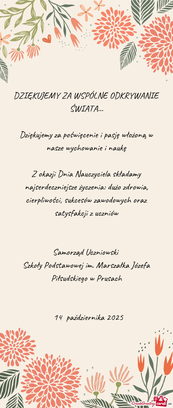 Dziękujemy za poświęcenie i pasję włożoną w nasze wychowanie i naukę