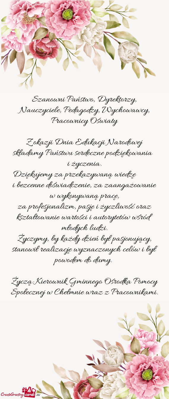 Dziękujemy za przekazywaną wiedzę   i bezcenne doświadczenie, za zaangażowanie w wykony