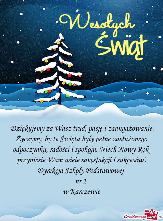 "Dziękujemy za Wasz trud, pasję i zaangażowanie. Życzymy, by te Święta były pełne zasłużon
