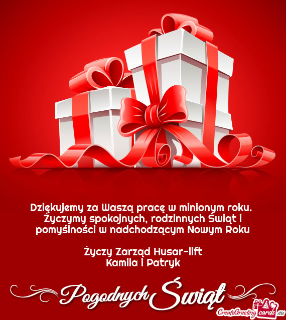 Dziękujemy za Waszą pracę w minionym roku