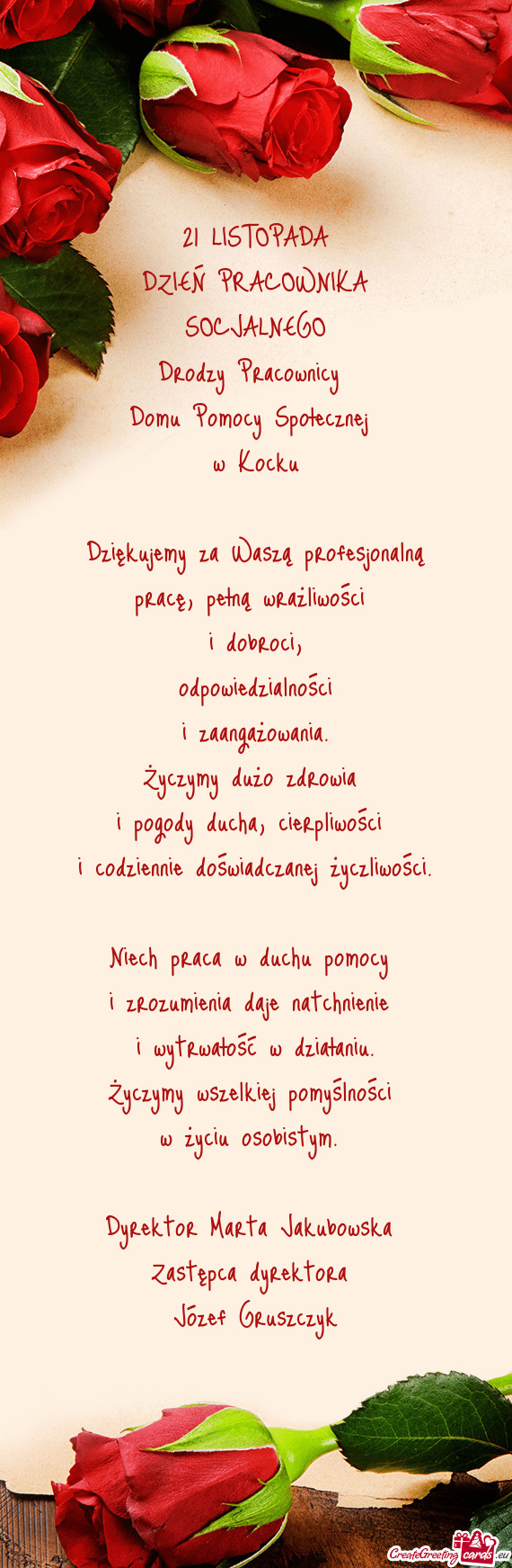 Dziękujemy za Waszą profesjonalną pracę, pełną wrażliwości