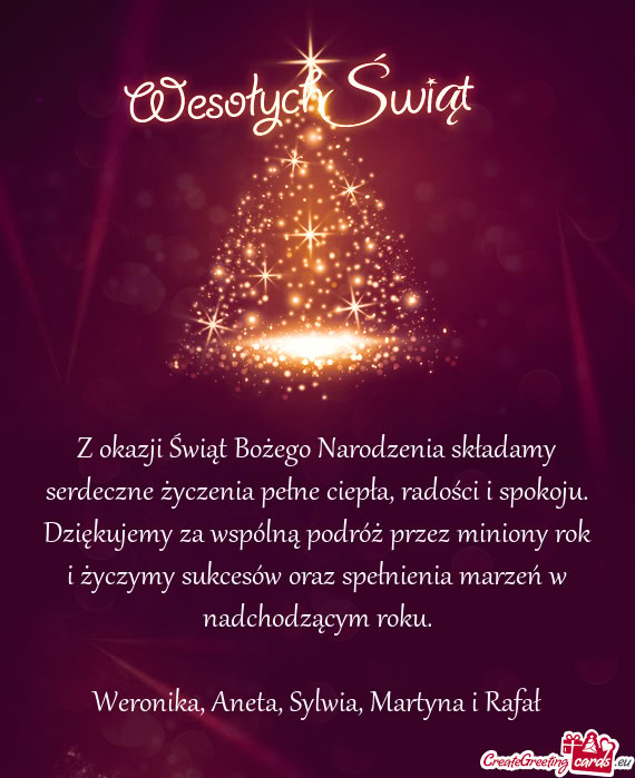 Dziękujemy za wspólną podróż przez miniony rok i życzymy sukcesów oraz spełnienia marzeń w