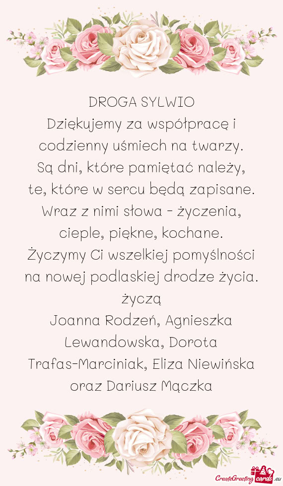 Dziękujemy za współpracę i codzienny uśmiech na twarzy