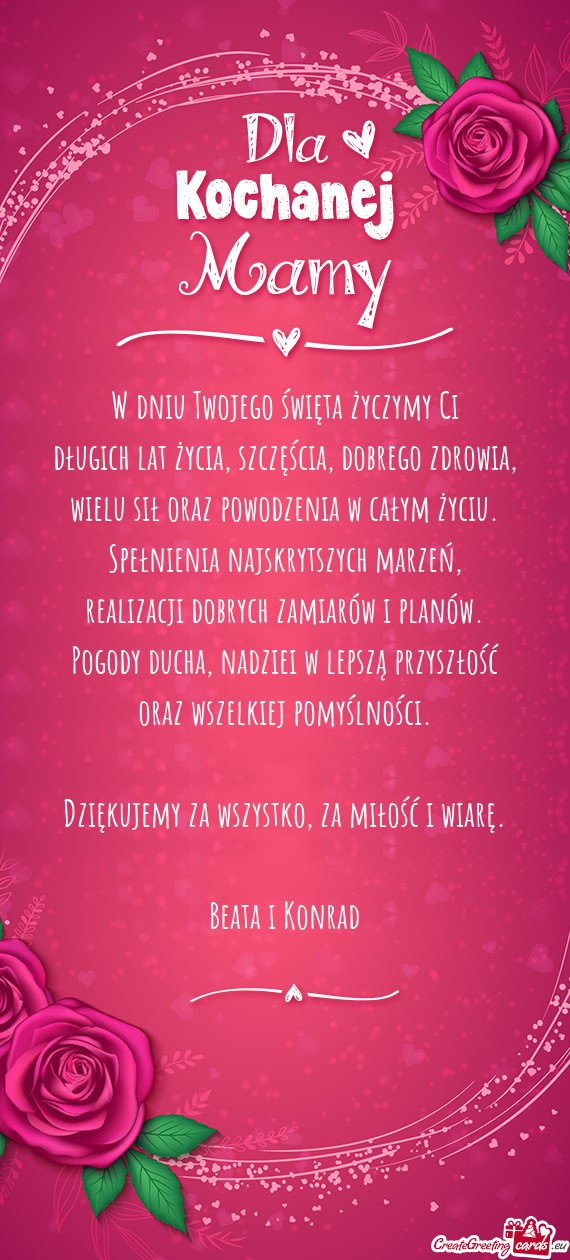 Dziękujemy za wszystko, za miłość i wiarę