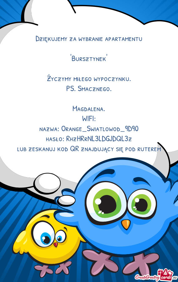Dziękujemy za wybranie apartamentu