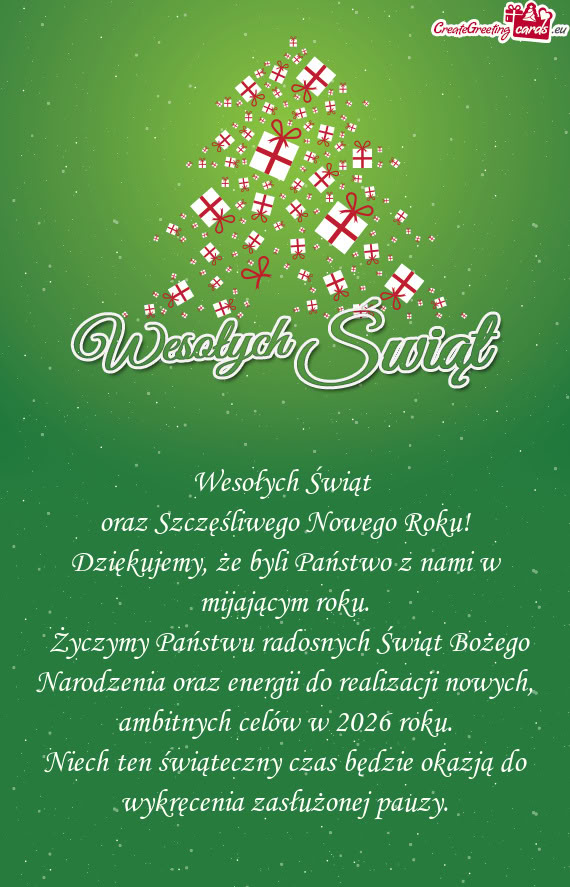 Dziękujemy, że byli Państwo z nami w mijającym roku