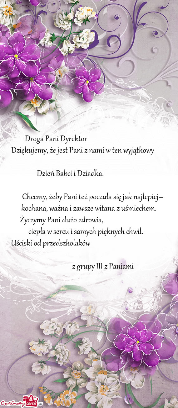 Dziękujemy, że jest Pani z nami w ten wyjątkowy       Dzień Babci i Dziadka